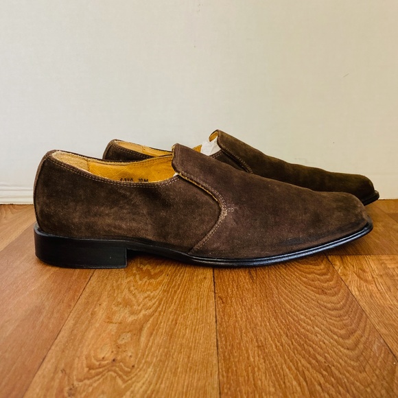 Mercanti Fiorentini Italy Made Mens 10 M Brown Suede Loafers Slip On Shoes.